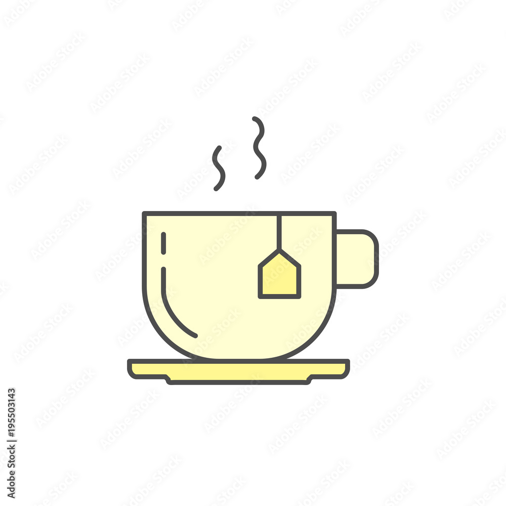 hot tea cup with tea bag icon. Kitchen appliances for cooking Illustration. Simple thin line style symbol. hot tea cup with tea bag icon. Kitchen appliances for cooking Illustration. Simple thin line style symbol.