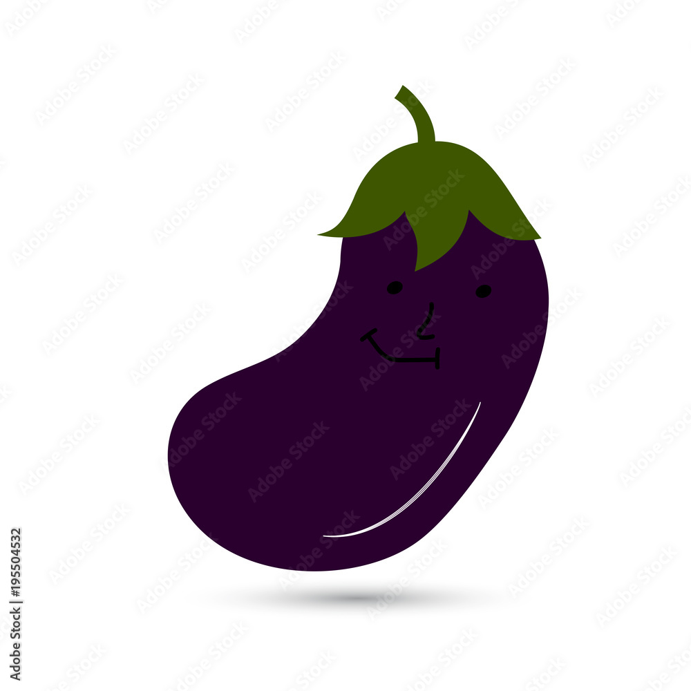 Funny eggplant with a face. Vector illustration. Funny eggplant with a face. Vector illustration.