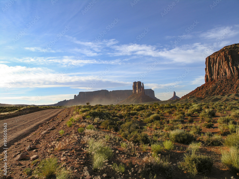 Desert road on Utah and Arizona border Monument Valley 