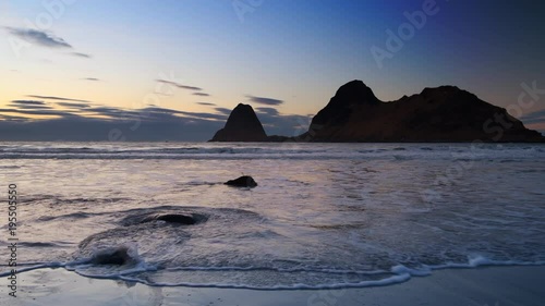 Sunset over Nykvåg beach at Vesteralen in Northern Norway photo