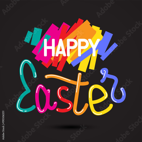 Happy Easter colorful lettering for greeting card. Vector illustration