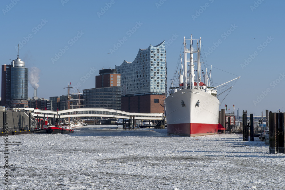 bright sunny winter day in Hamburg, Germany