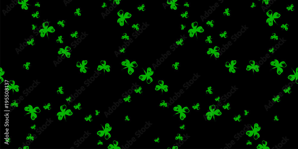Happy St. Patrick s Day Holiday poster with hand drawn lettering and brush painted clover symbol. Irish green holiday party. Vector illustration. For banners, advertising, invitations, greeting card Happy St. Patrick s Day Holiday poster with hand drawn lettering and brush painted clover symbol. Irish green holiday party. Vector illustration. For banners, advertising, invitations, greeting card