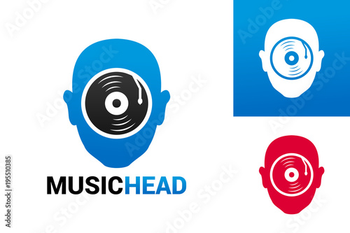 Music Head Logo Template Design Vector, Emblem, Design Concept, Creative Symbol, Icon