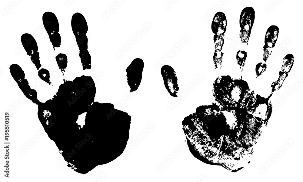 Two Black Art Hand Prints. Vector illustration Two Black Art Hand Prints. Vector illustration