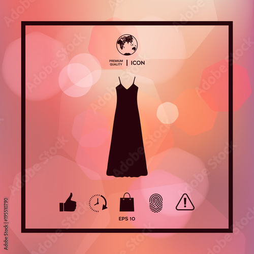 Long Dress, Evening dress, combination or nightie , the silhouette. Menu item in the web design