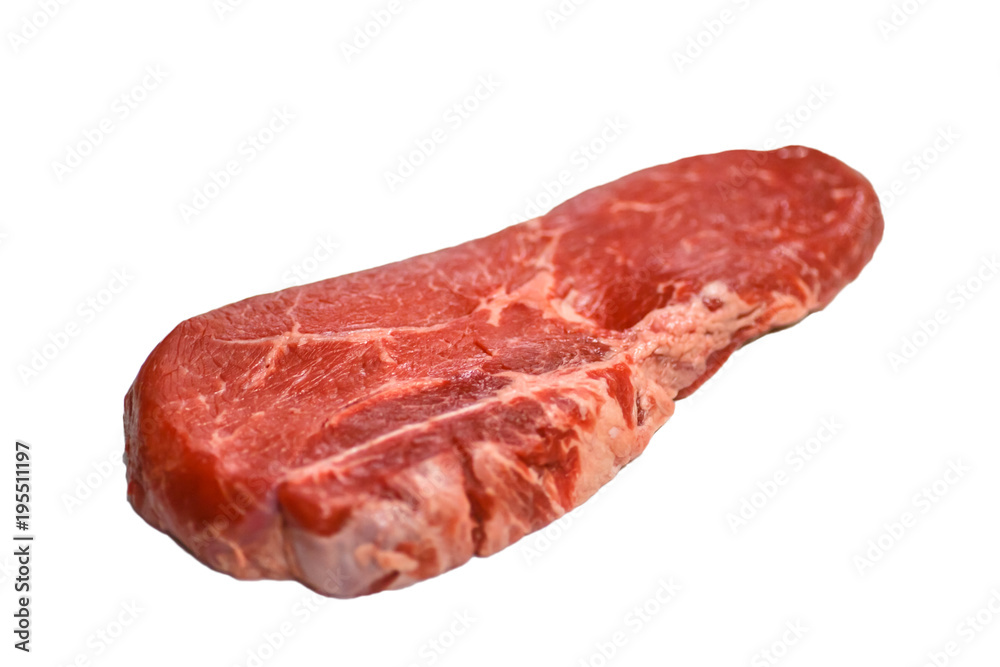 Ramp (rump) beef marbled steak on white background, isolated Ramp (rump) beef marbled steak on white background, isolated