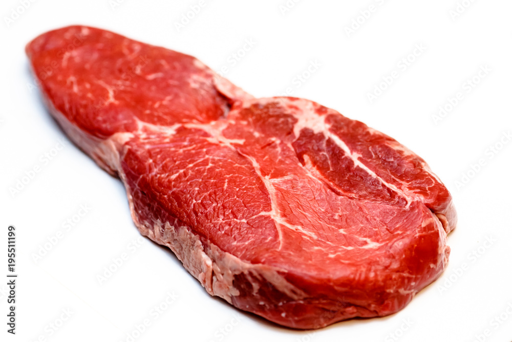 Ramp (rump) beef marbled steak on white background, isolated Ramp (rump) beef marbled steak on white background, isolated