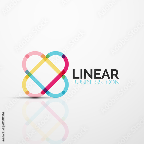 Abstract flower or star minimalistic linear icon, thin line geometric flat symbol for business icon design, abstract button or emblem