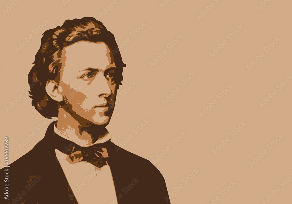 Chopin - musicien - portrait - personnage célèbre - piano - pianiste -  musique - célèbre - musique classique vector de Stock | Adobe Stock