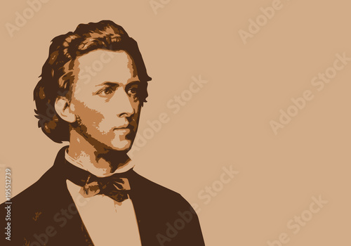 Chopin - musicien - portrait - personnage célèbre - piano - pianiste - musique - Fototapet