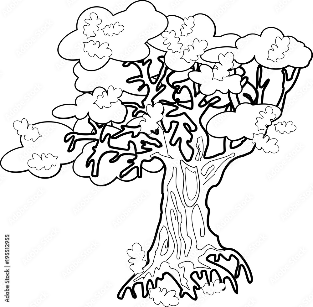 Fototapeta Old oak tree coloring page