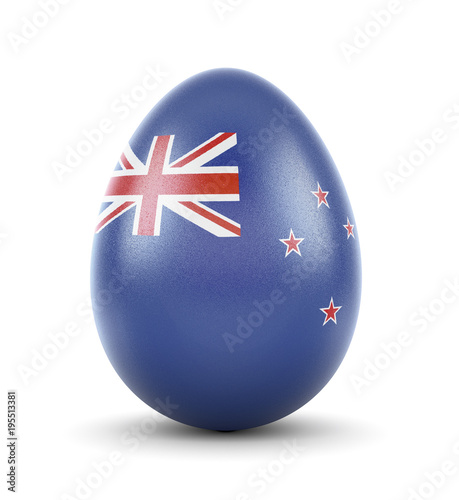 The flag of New Zealand on a very realistic rendered egg.(series) photo