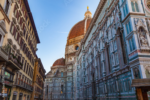 FLORENCE, ITALY - DECEMBER 23, 2017: Cathedral of Santa Maria del Fiore on Piazza del Duomo at morning.