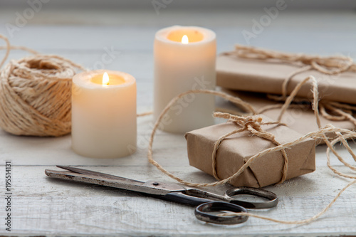 Gift boxes and candles