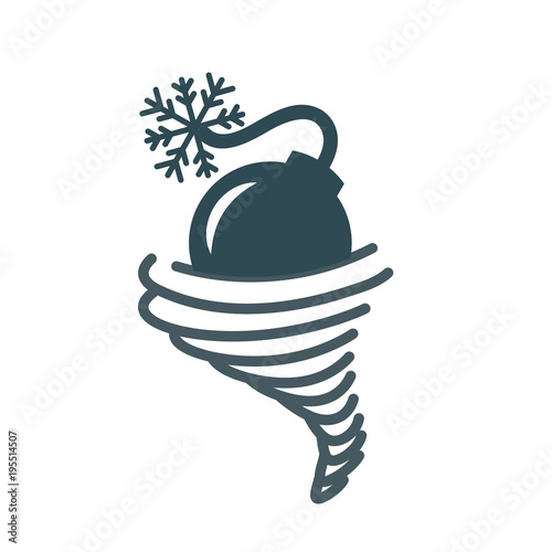 Bomb Cyclone icon with cyclone, tornado, & noreaster snowflake