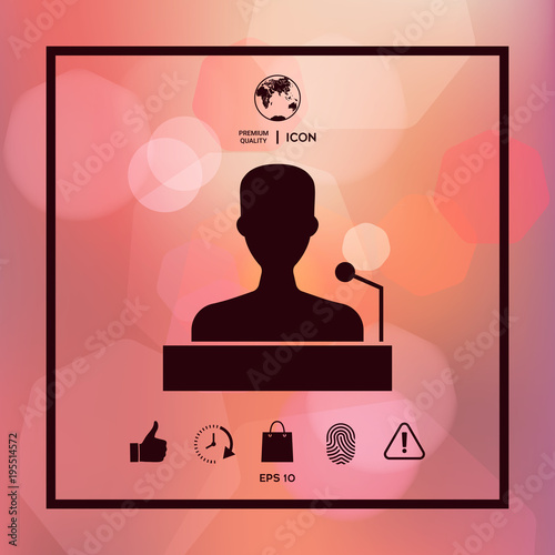 Speaker, orator speaking from tribune icon