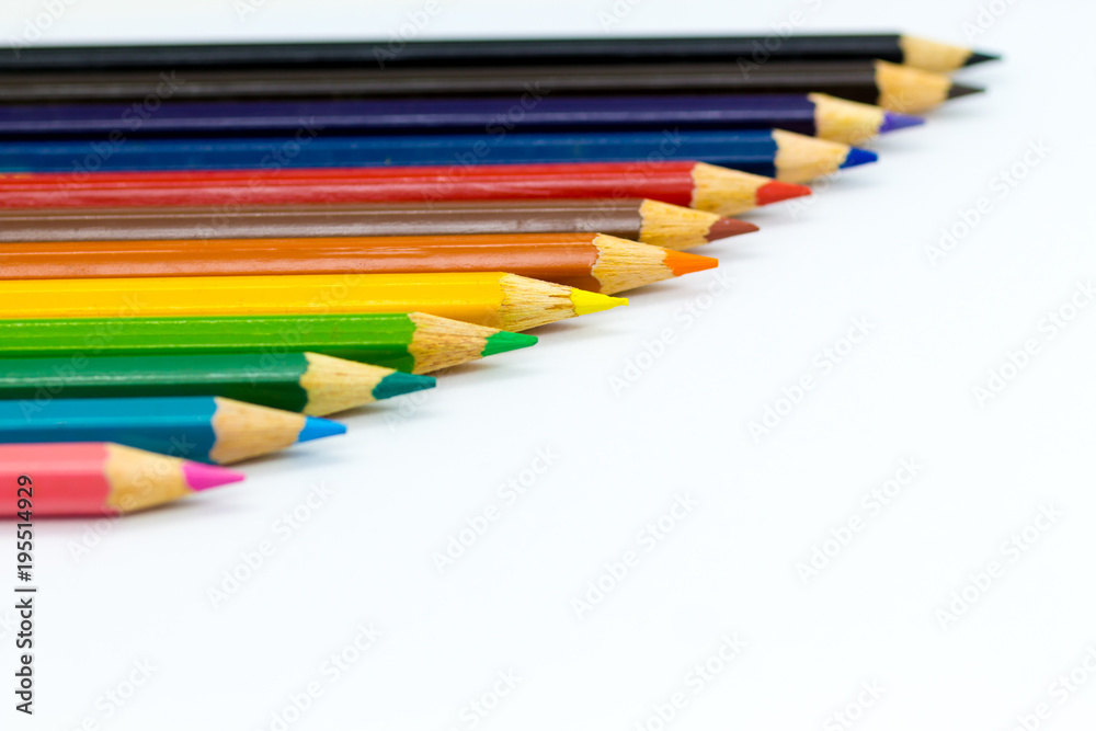 Naklejka premium Color pencils on with background. Image use for idea, art concept
