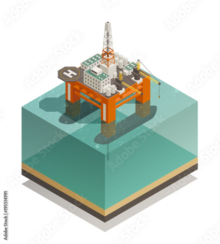 Oil Production Industry Isometric Composition 