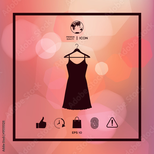 Sundress, Evening dress, combination or nightie on the wardrobe hanger , the silhouette. Menu item in the web design