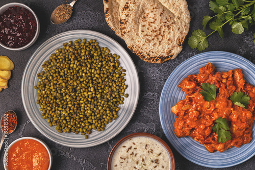 Traditional Indian curry with chicken.