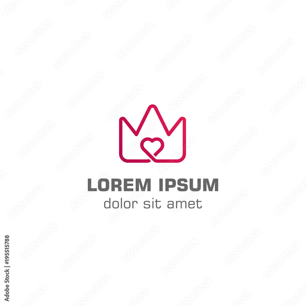 Love crown, king love. Vector logo template Love crown, king love. Vector logo template