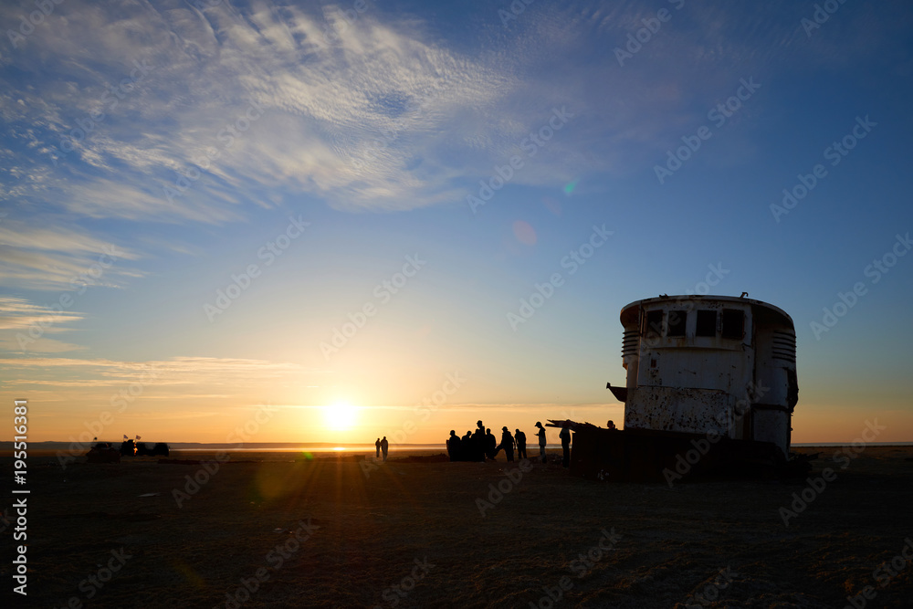 Abandoned ships Aral Sea. The Aral Sea is a formerly un salt lake in Central Asia. The Aral Sea was an endorheic lake lying between Kazakhstan in the north and Uzbekistan in the south.