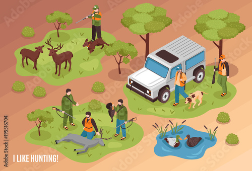 Hunting Scene Isometric 