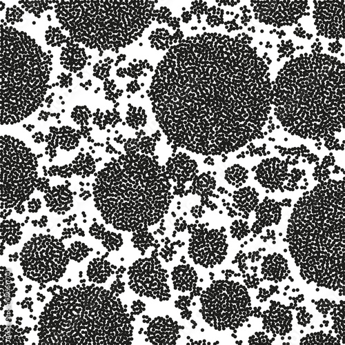 Stippled Weird Pattern. Geometric dotted grunge texture. Black and white background with circles, dots, points 