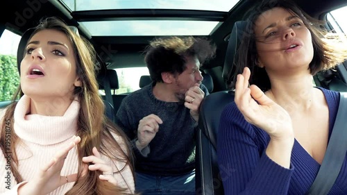 People dancing while driving getting into accident car crash slow motion