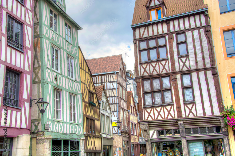 Façades d'habitations à colombage de Rouen, France