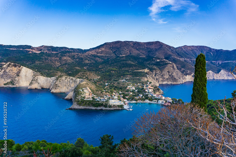 Panoramic view of Assos village in Cephalonia Greece