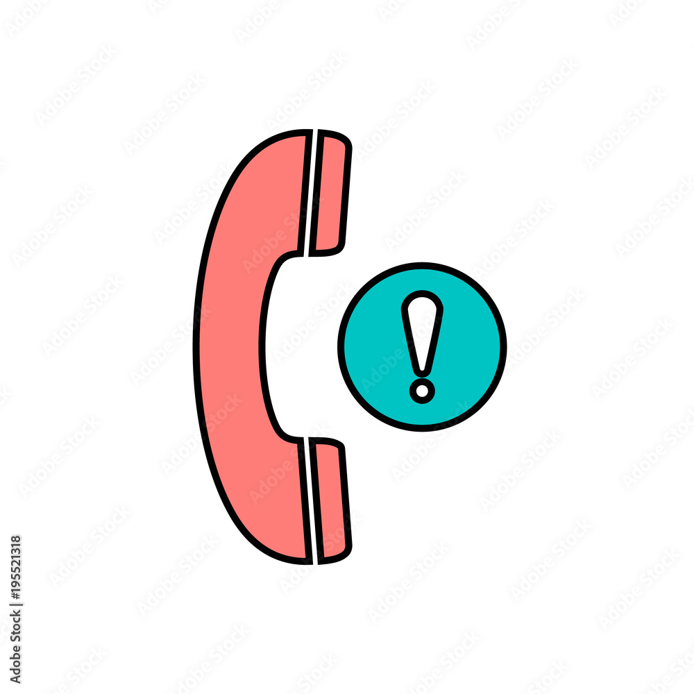 Exclamation mark handle handset phone telephone warning icon Exclamation mark handle handset phone telephone warning icon