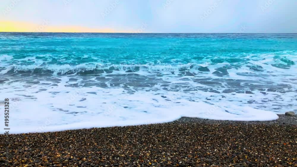 ultra 120 fps slow motion scene of waves on the beach