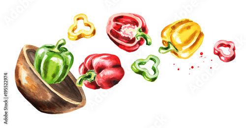 Foto Bowl with ripe red bell peppers