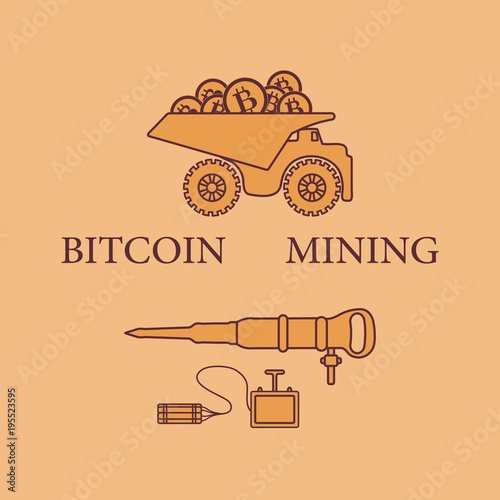 Dumper with bitcoins, dynamite and jackhammer.