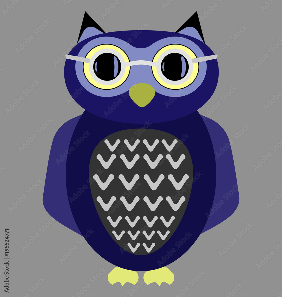 cartoon owl wearing glasses