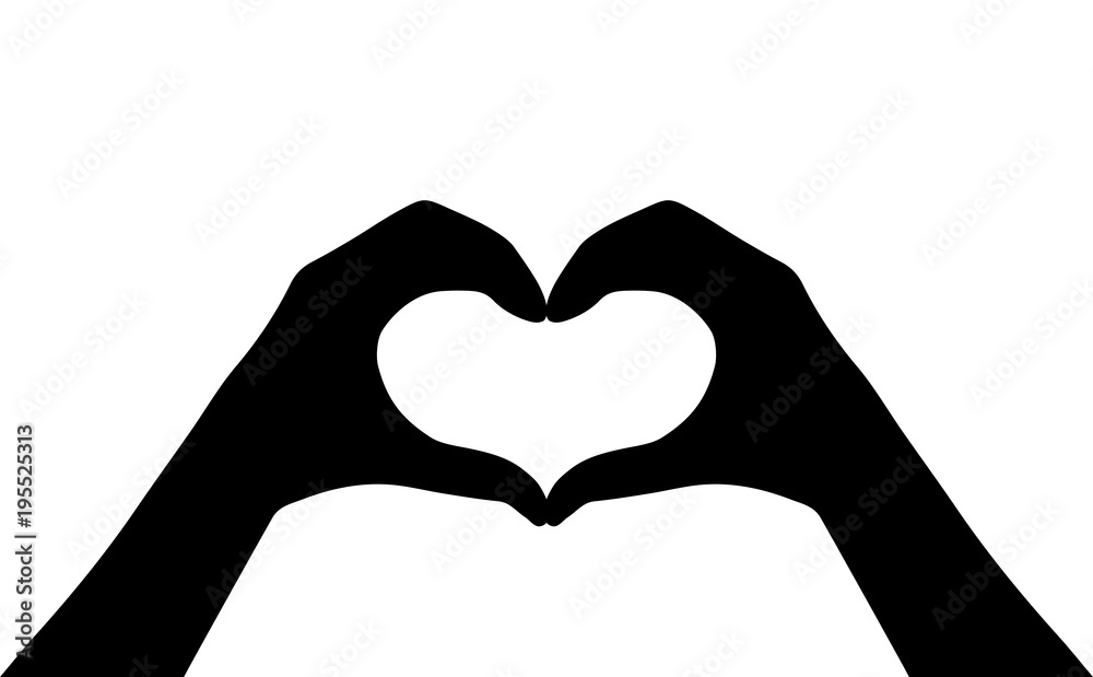 Obraz premium Hands heart vector silhouette icon