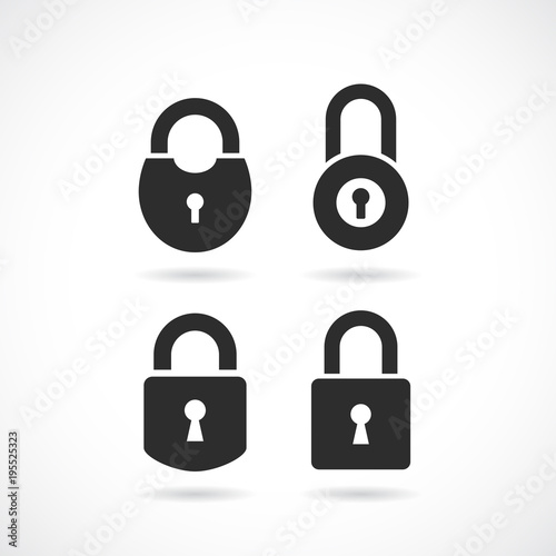 Old door padlock vector icon set