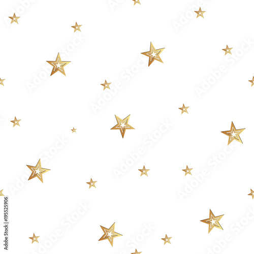Gold star seamless pattern. Abstract dark modern seamless pattern with gold confetti stars. Shiny background. Texture of gold foil.