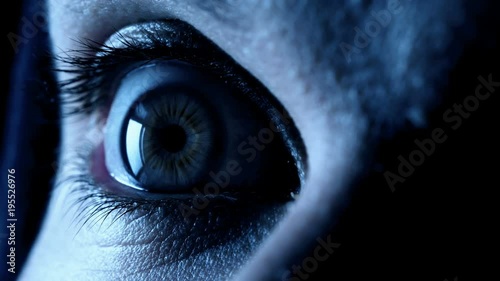 eye of a man opening: fear, terror,danger- macro photo