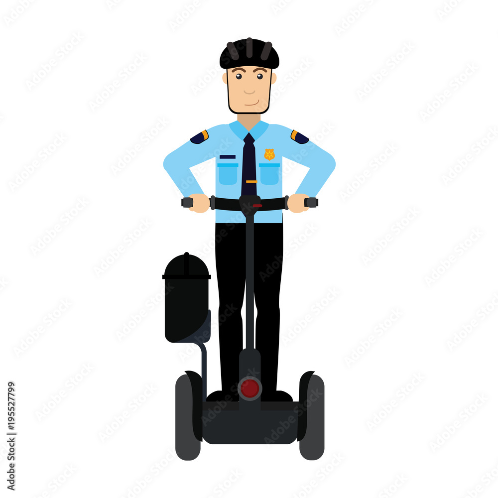 Officer on two wheels electric scooter vector illustration graphic design