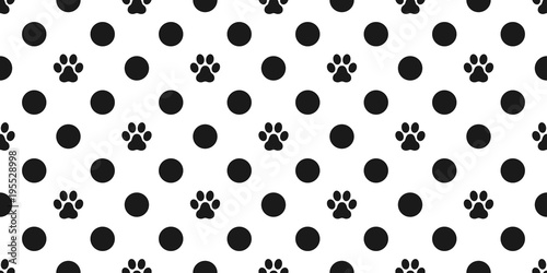 Fototapeta Naklejka Na Ścianę i Meble -  Dog Paw Seamless Pattern vector Cat paw footprint isolated polka dot wallpaper background white
