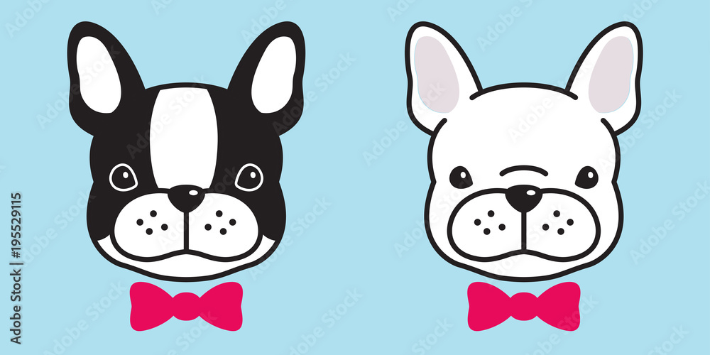 dog vector french bulldog bow tie character cartoon illustration doodle