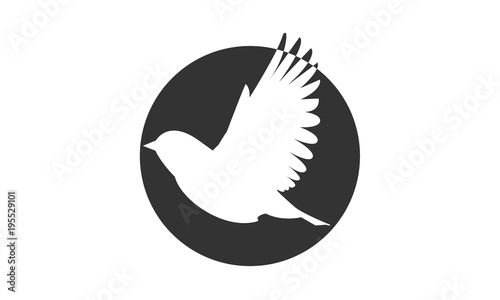 Ein Logo mit einem fliegenden Vogel in einem Kreis