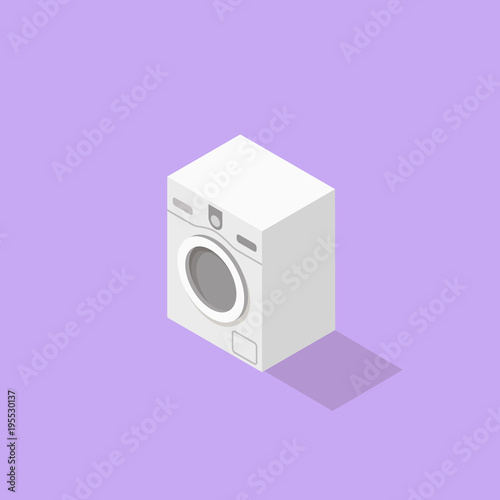 Low poly isometric washer. Realistic icon. Isolated laundry object