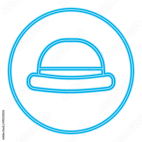 vintage fashion hat classic sticker design vector illustration blue neon