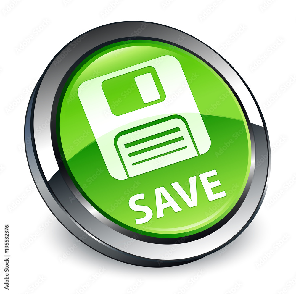 Save (floppy disk icon) 3d green round button Save (floppy disk icon) 3d green round button