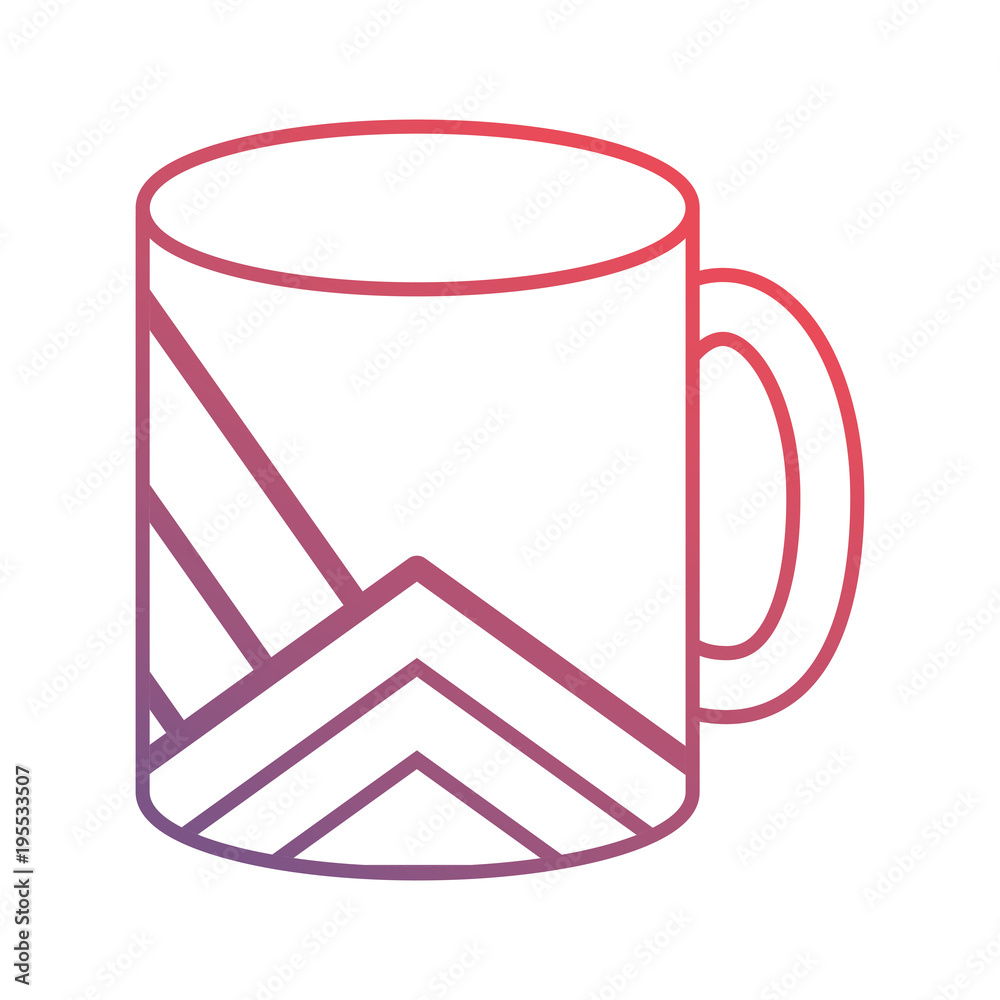 flat line purple mug with stripes design over white background vector illustration flat line purple mug with stripes design over white background vector illustration