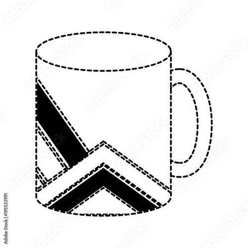uncolored mug with stripes design sticker over white background vector illustration © djvstock